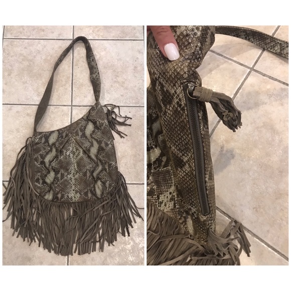 MUXO Leather & Suede Python Hobo Handbag - Picture 4 of 10